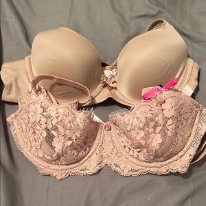 VICTORIA’s SECRET Elegant Lace Push-Up Bra - Cream Lace. Bundle